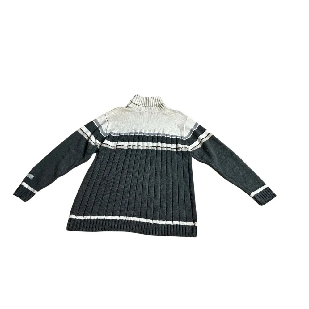 Vintage Y2k Southpole Sweater Mens Large‎ Stripe Mock Neck Ribbed Turtleneck
